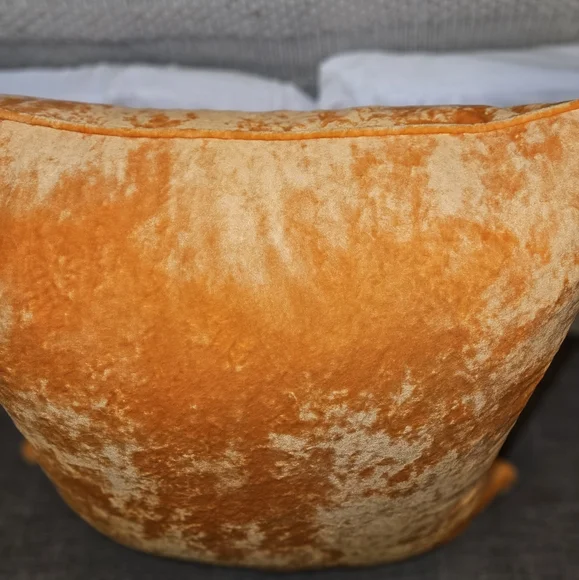 ONE - NWT Luxury Velvet Orange Oversized Throw Accent Pillow 24"x24"